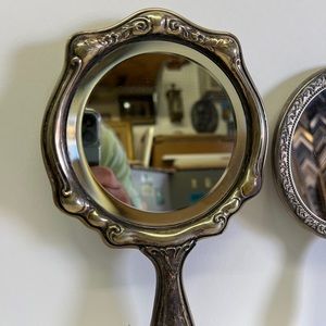 Antique hand held mirrors vanity make up mirrors silver plated art nouveau